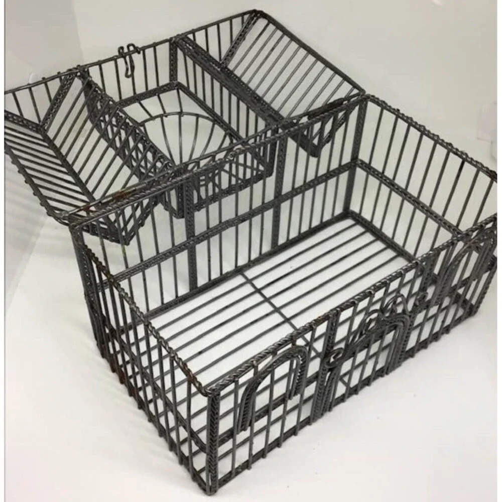Ornate Gray Decorative Metal Birdcage Centerpiece
